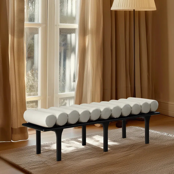 Qaltun Vegan Leather Upholstered Bench - Wooden Bazar