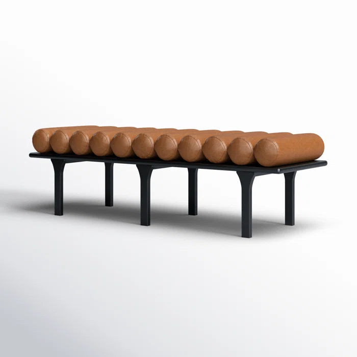 Qaltun Vegan Leather Upholstered Bench - Wooden Bazar