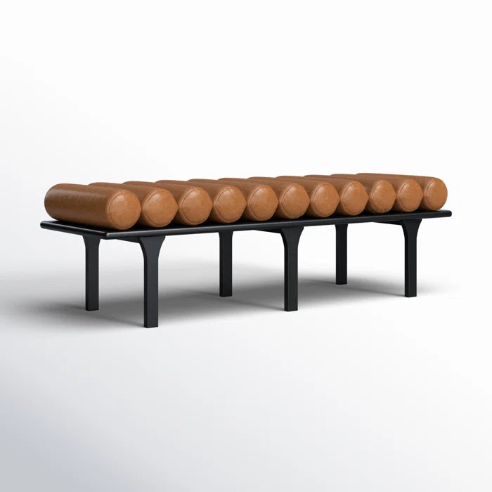 Qaltun Vegan Leather Upholstered Bench - Wooden Bazar