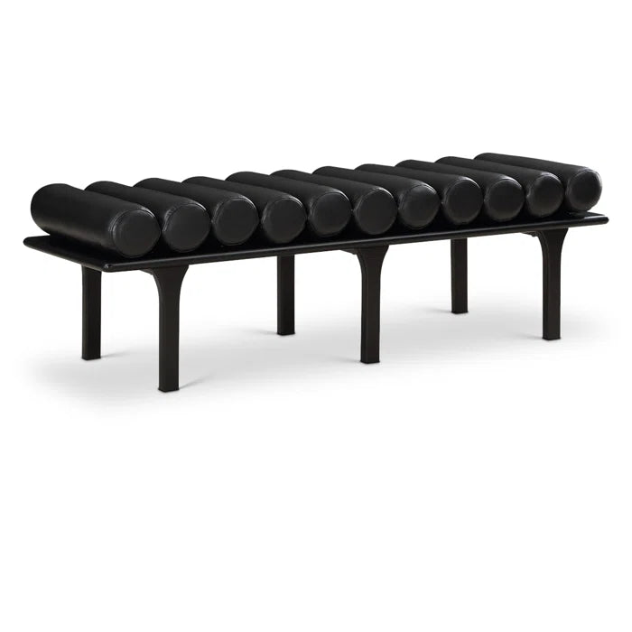 Qaltun Vegan Leather Upholstered Bench - Wooden Bazar