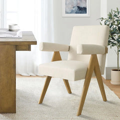 Zerft Stylish Linen Arm Chair - Wooden Bazar