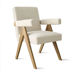 Zerft Stylish Linen Arm Chair - Wooden Bazar