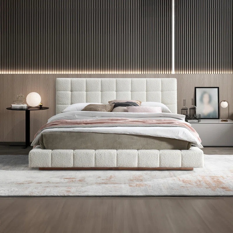 Upholstered Platform Bed - Wooden Bazar