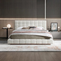 Upholstered Platform Bed - Wooden Bazar