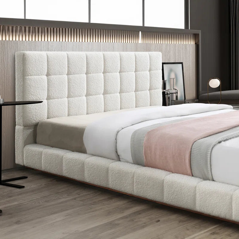 Upholstered Platform Bed - Wooden Bazar