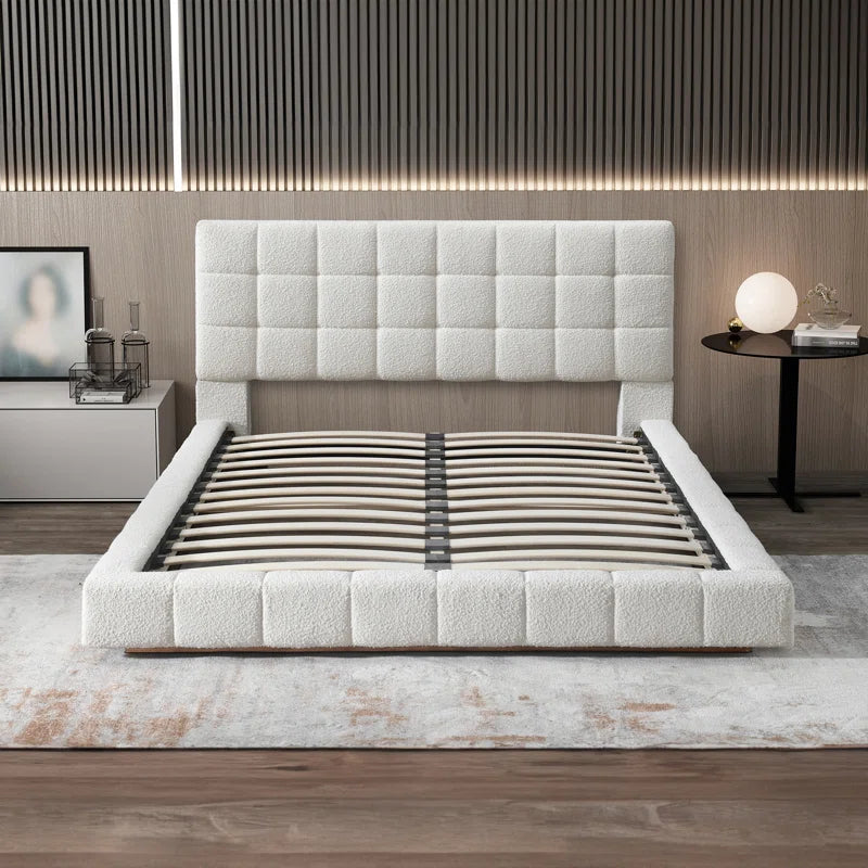 Upholstered Platform Bed - Wooden Bazar