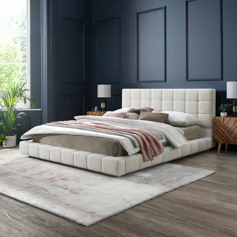 Upholstered Platform Bed - Wooden Bazar