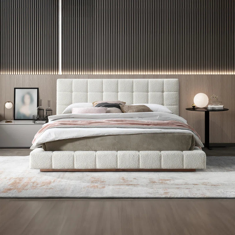 Upholstered Platform Bed - Wooden Bazar