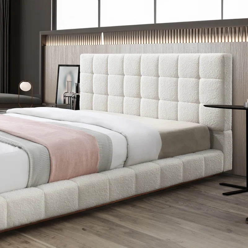 Upholstered Platform Bed - Wooden Bazar