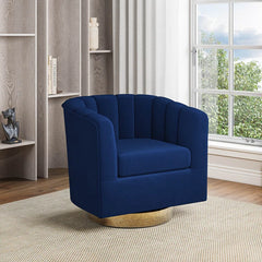 Mannacey Upholstered Stylish Swivel Barrel Chair  - Wooden Bazar