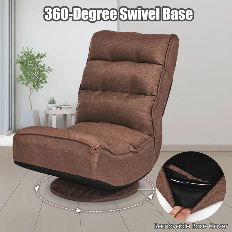Parity Linen Swivel Lounge Chair for Modern Living - Wooden Bazar