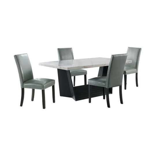 5 - Piece Marble Top Trestle Dining Set new design