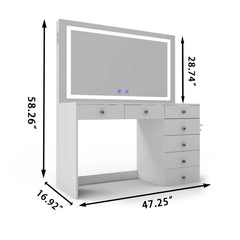 Kantelop Premium Makeup Vanity With Bluetooth Speakers And Full LED Mirror