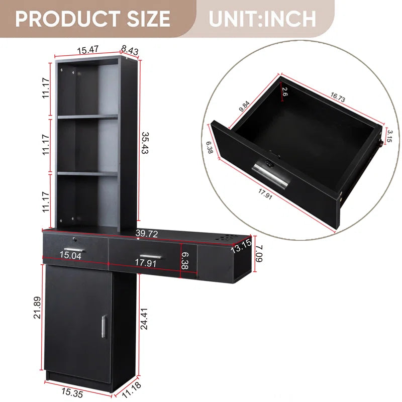 Dejox Wall-Mount Makeup Vanity Dressing Table with Drawers