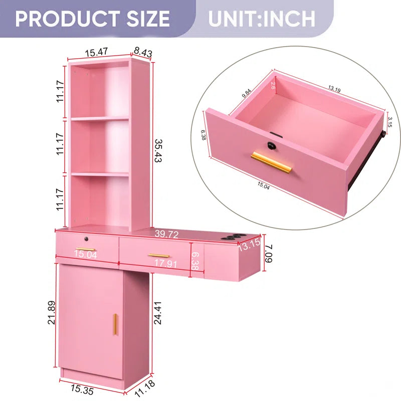 Dejox Wall-Mount Makeup Vanity Dressing Table with Drawers