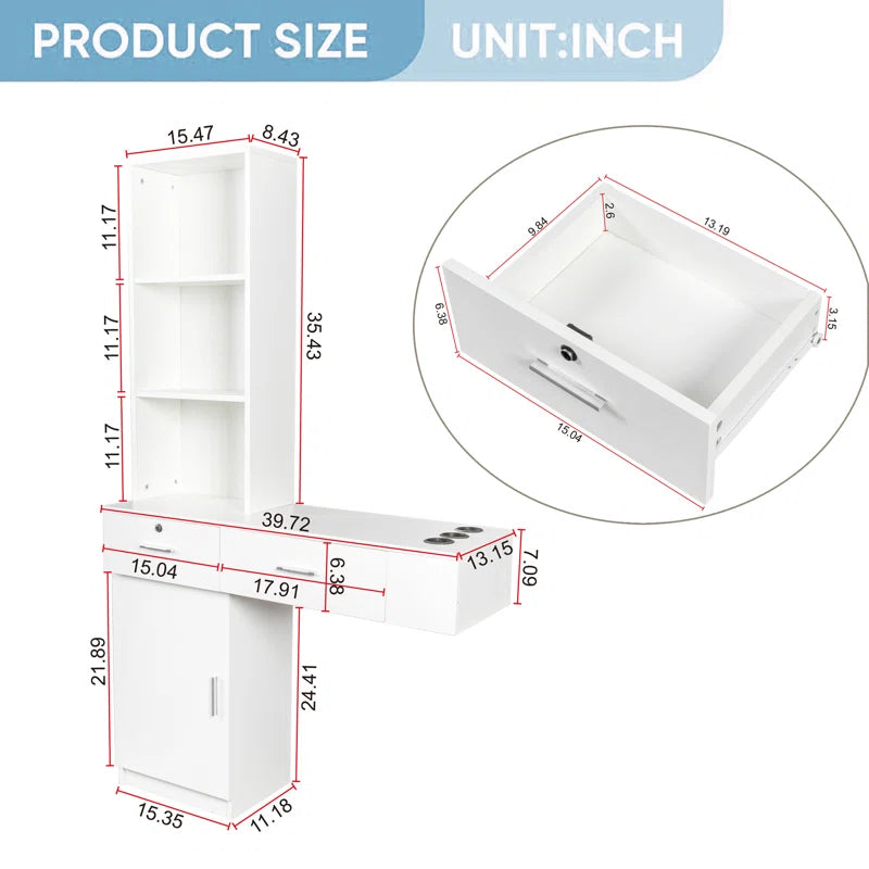 Dejox Wall-Mount Makeup Vanity Dressing Table with Drawers