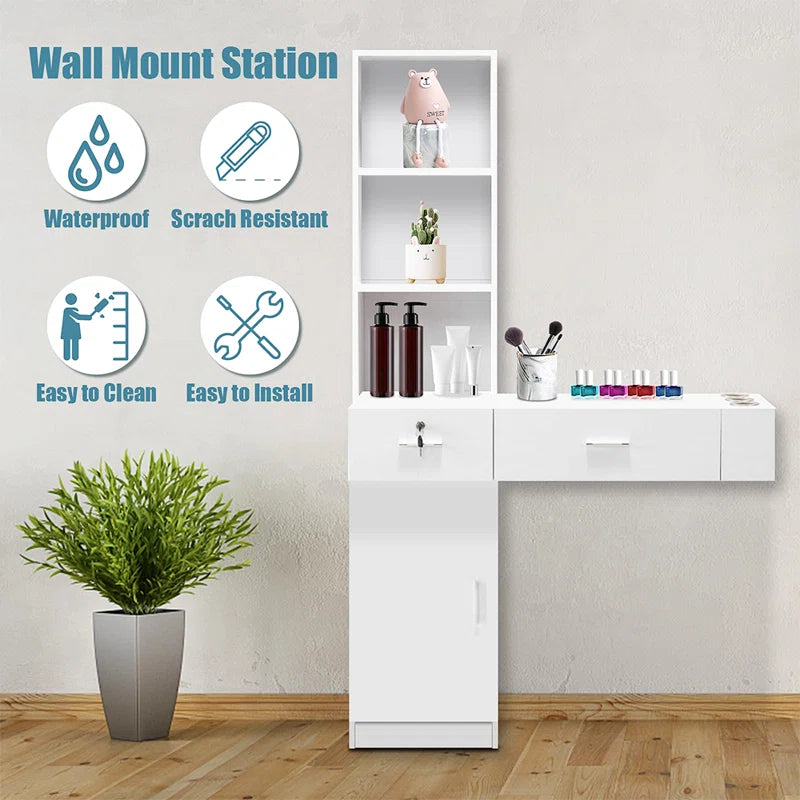 Dejox Wall-Mount Makeup Vanity Dressing Table with Drawers