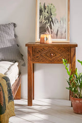 Hiana Solid Wood Bedside Table - Wooden bazar