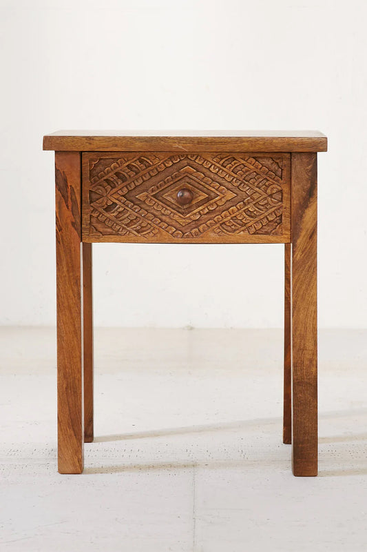Hiana Solid Wood Bedside Table - Wooden bazar