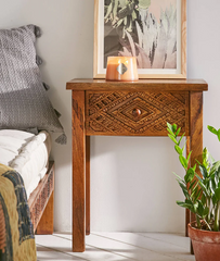Hiana Solid Wood Bedside Table - Wooden bazar