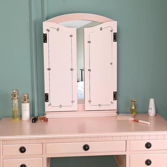 Bruck Vanity  Table with Stool and Mirror - Wooden Bazar