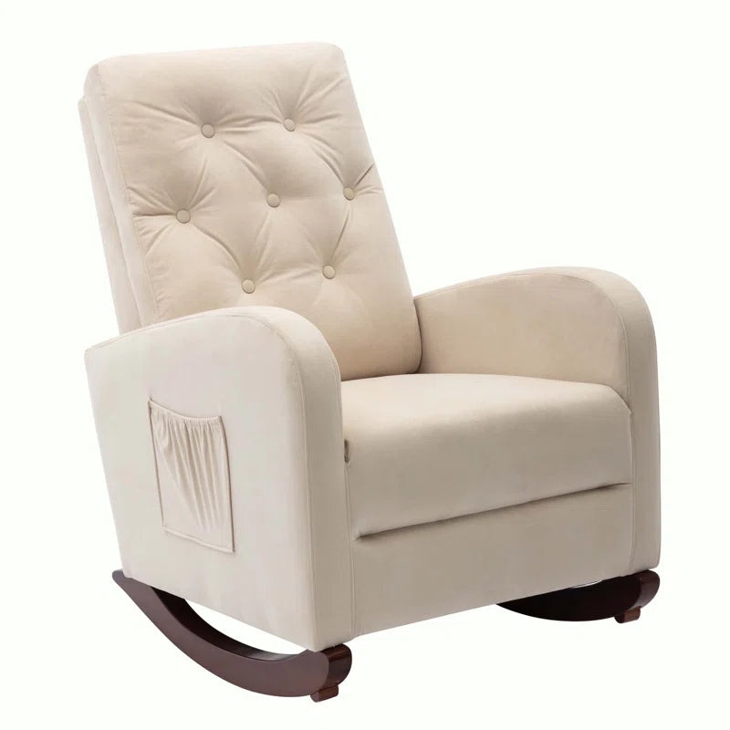 XAFTER Beige Tufted Rocking Chair with Elegant Design for Living Room or Nursery