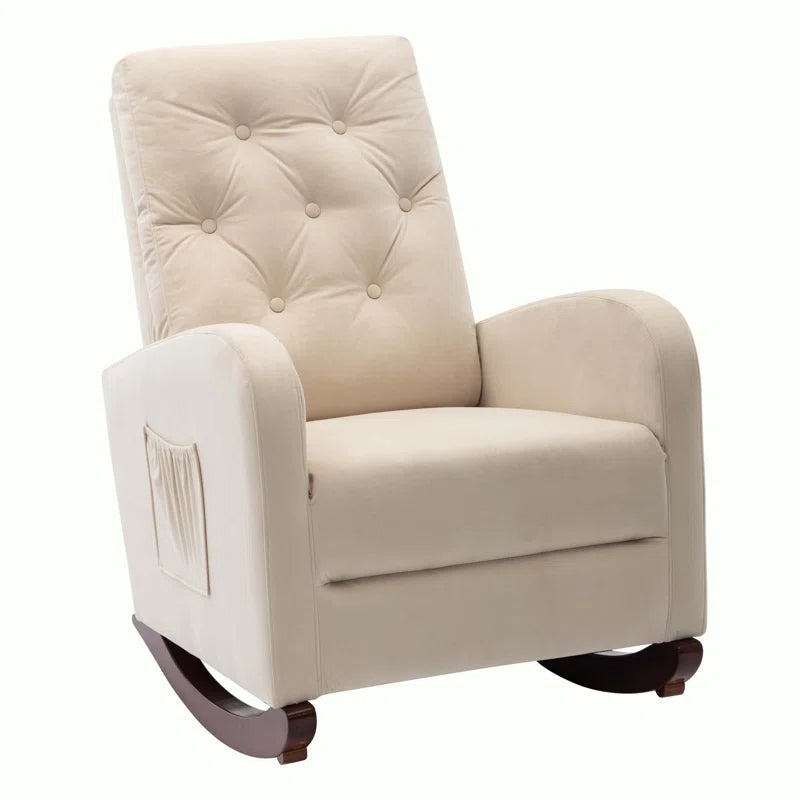 XAFTER Beige Tufted Rocking Chair with Elegant Design for Living Room or Nursery