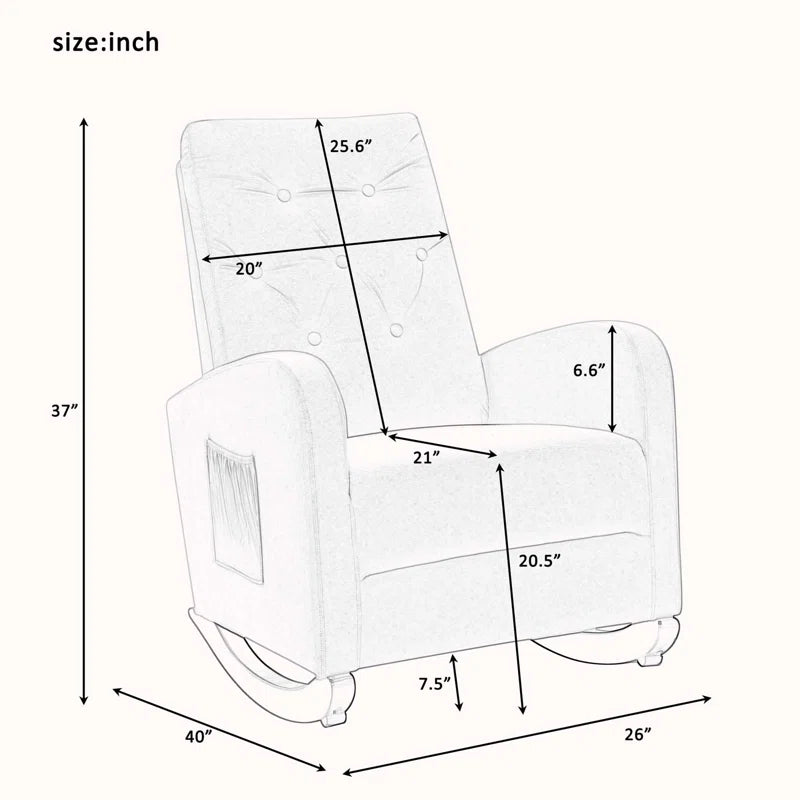 XAFTER Beige Tufted Rocking Chair with Elegant Design for Living Room or Nursery