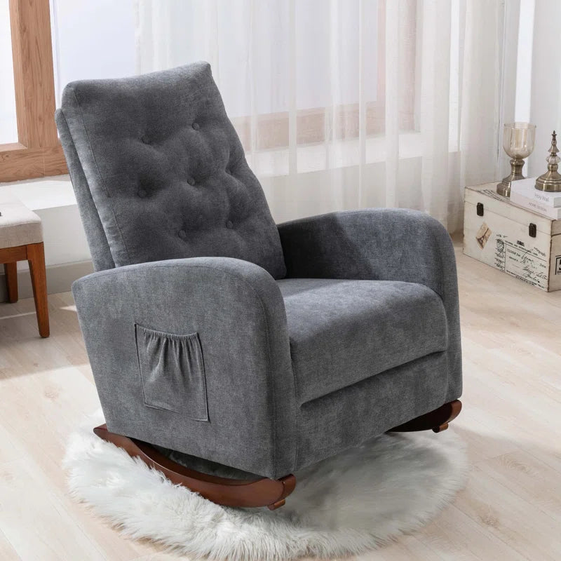 XAFTER Beige Tufted Rocking Chair with Elegant Design for Living Room or Nursery