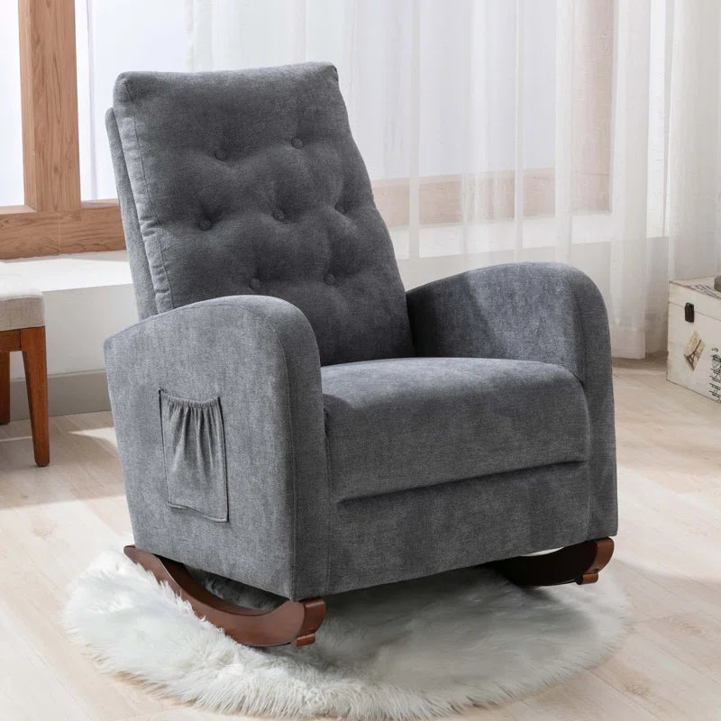 XAFTER Beige Tufted Rocking Chair with Elegant Design for Living Room or Nursery