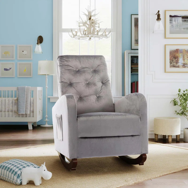 XAFTER Beige Tufted Rocking Chair with Elegant Design for Living Room or Nursery