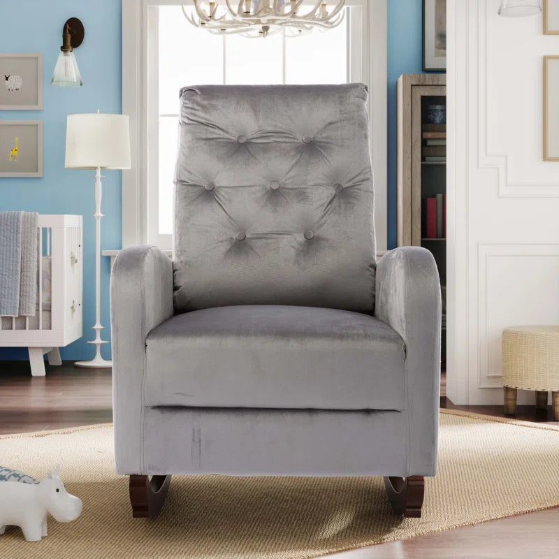 XAFTER Beige Tufted Rocking Chair with Elegant Design for Living Room or Nursery