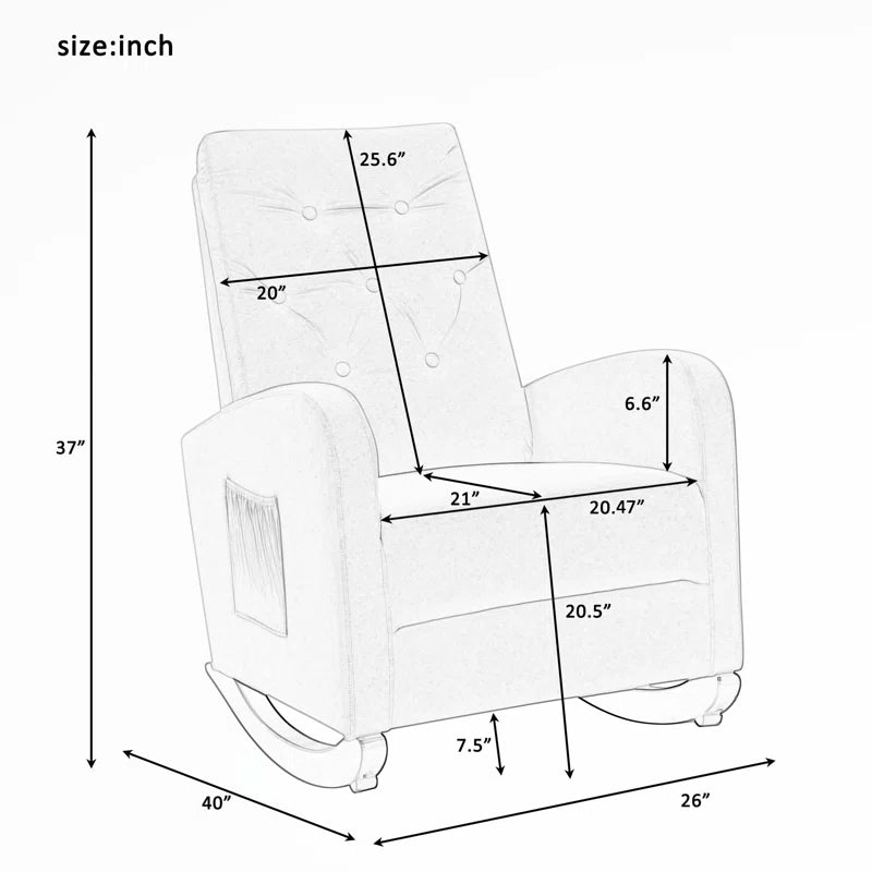 XAFTER Beige Tufted Rocking Chair with Elegant Design for Living Room or Nursery