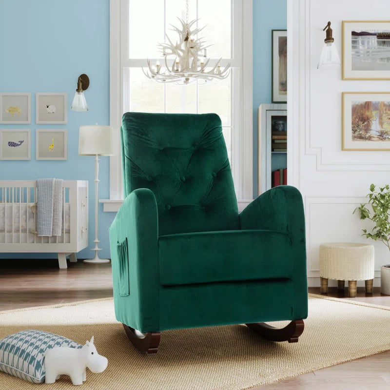 XAFTER Beige Tufted Rocking Chair with Elegant Design for Living Room or Nursery