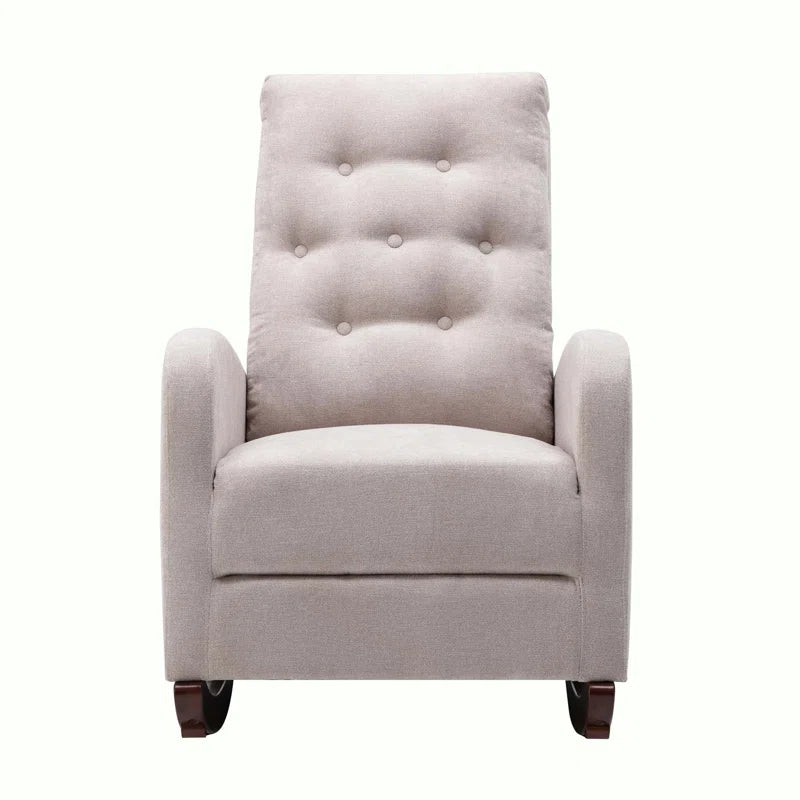 XAFTER Beige Tufted Rocking Chair with Elegant Design for Living Room or Nursery