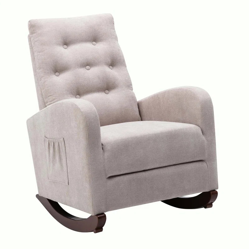 XAFTER Beige Tufted Rocking Chair with Elegant Design for Living Room or Nursery