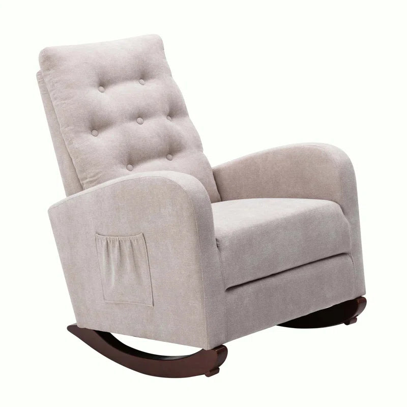 XAFTER Beige Tufted Rocking Chair with Elegant Design for Living Room or Nursery