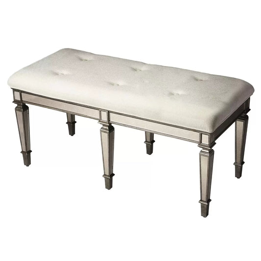 Royal Mirrored Upholstered Bench - Wooden Bazar