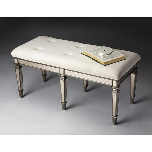 Royal Mirrored Upholstered Bench - Wooden Bazar