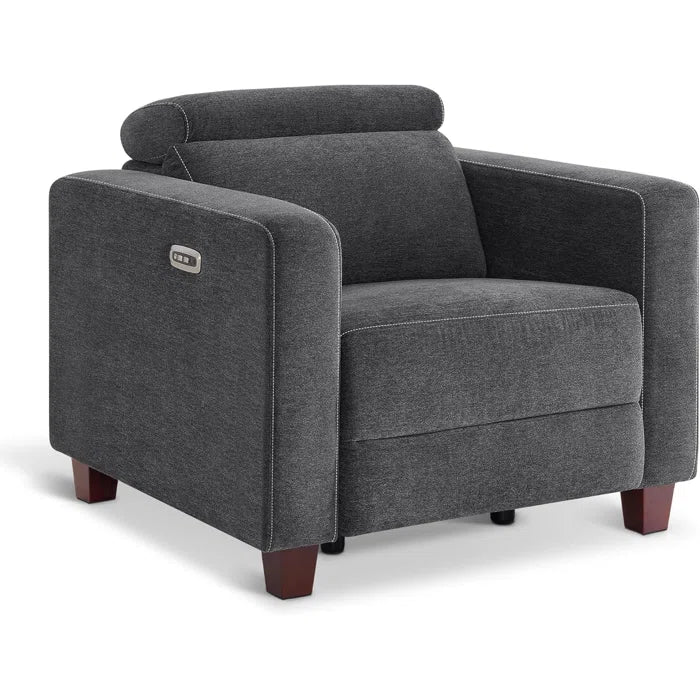 High Leg Recliner with Adjustable Headrest, Fabric Upholstered, Wall-hugger Power Recliner