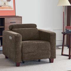 High Leg Recliner with Adjustable Headrest, Fabric Upholstered, Wall-hugger Power Recliner