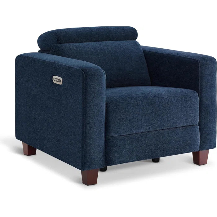 High Leg Recliner with Adjustable Headrest, Fabric Upholstered, Wall-hugger Power Recliner