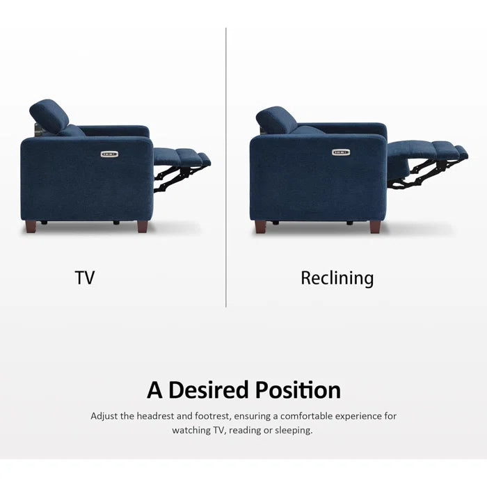 High Leg Recliner with Adjustable Headrest, Fabric Upholstered, Wall-hugger Power Recliner