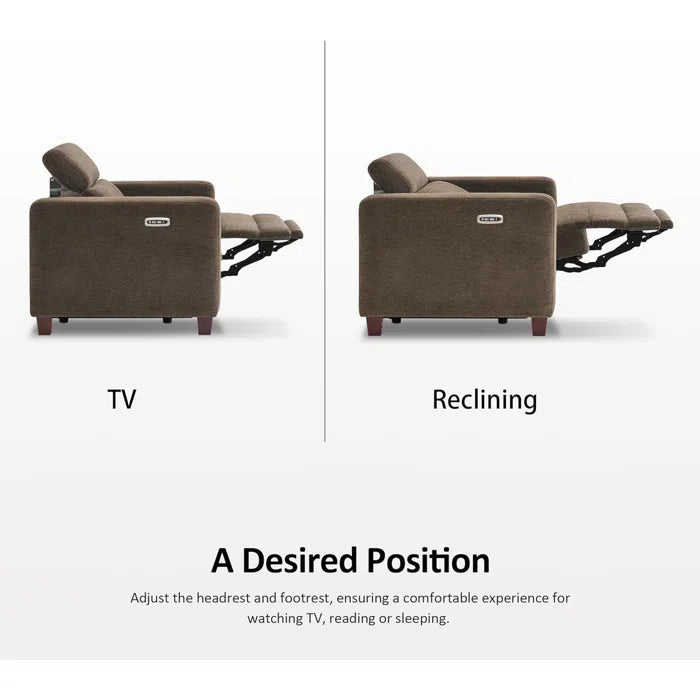High Leg Recliner with Adjustable Headrest, Fabric Upholstered, Wall-hugger Power Recliner