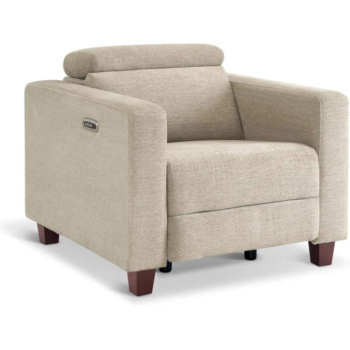 High Leg Recliner with Adjustable Headrest, Fabric Upholstered, Wall-hugger Power Recliner