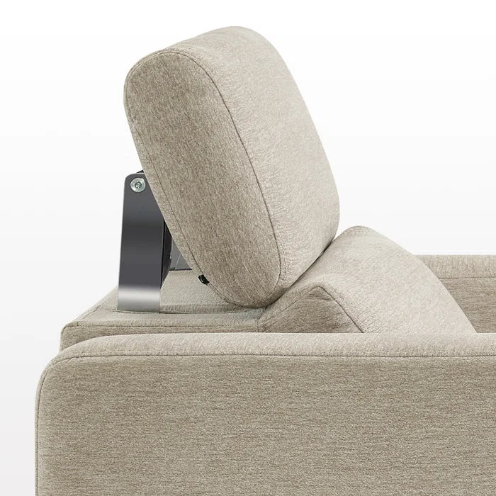 High Leg Recliner with Adjustable Headrest, Fabric Upholstered, Wall-hugger Power Recliner