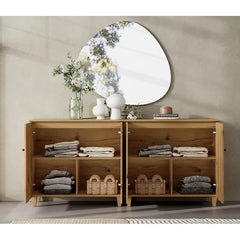 Kanord Extendable Makeup Vanity with 3 Drawers and 2 Acrylic Doors