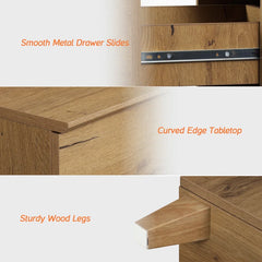 Kanord Extendable Makeup Vanity with 3 Drawers and 2 Acrylic Doors