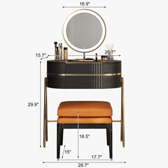 Cadesia Vanity dressing table with mirror, light and stool