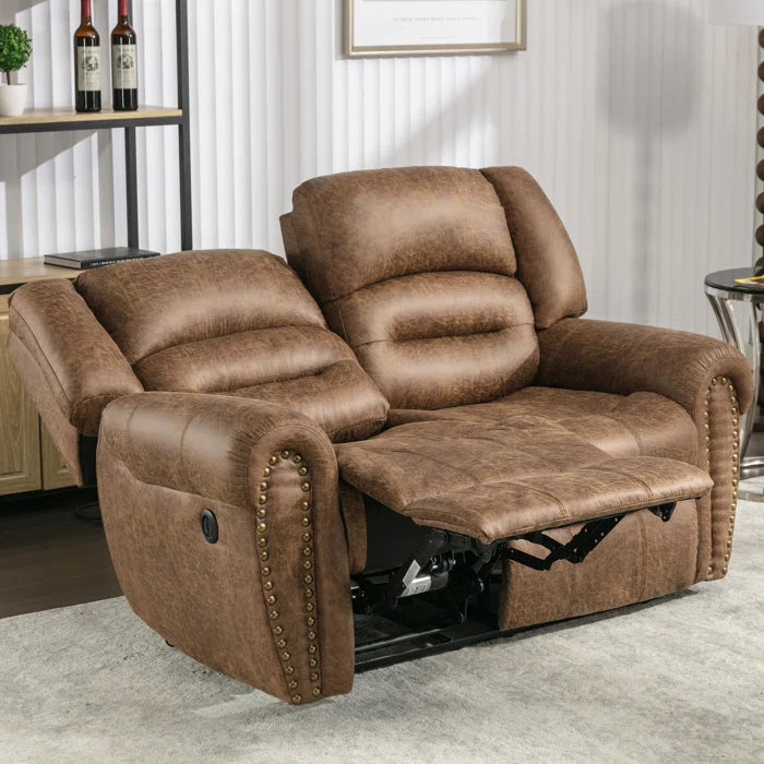 Caedine 2 - Piece Classic and Overstuffed Soft Vegan Leather Power Reclining Living Room Luxury Sofa Set